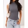 imageREORIA Womens Sexy High Neck Sleeveless Bodysuit Mock Turtleneck Basic Tank Tops Going OutDeep Grey