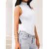 imageREORIA Womens Sexy High Neck Sleeveless Bodysuit Mock Turtleneck Basic Tank Tops Going OutWhite