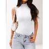 imageREORIA Womens Sexy High Neck Sleeveless Bodysuit Mock Turtleneck Basic Tank Tops Going OutWhite