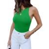 imageREORIA Butsmooth Womens Basic Sexy Sleeveless Racer Back Halter Neck Bodysuit Tank TopsGreen