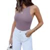 imageREORIA Butsmooth Womens Basic Sexy Sleeveless Racer Back Halter Neck Bodysuit Tank TopsHazy Lilac