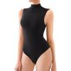 imageREORIA Womens Sexy High Neck Sleeveless Bodysuit Mock Turtleneck Basic Tank Tops Going OutBlack