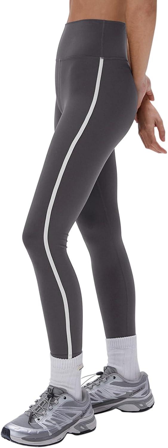 imageREORIA Striped High Waist Yoga Pants Women Workout Leggings for Women Tummy ControlDeep Grey
