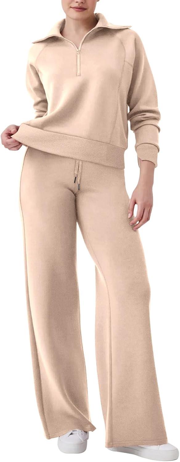 imageREORIA Women 2 Piece Outfits Fall Sweatsuit Oversized Sweatshirt Sweatpants Tracksuit Sweat Lounge Basic Matching Set 2024Pristine