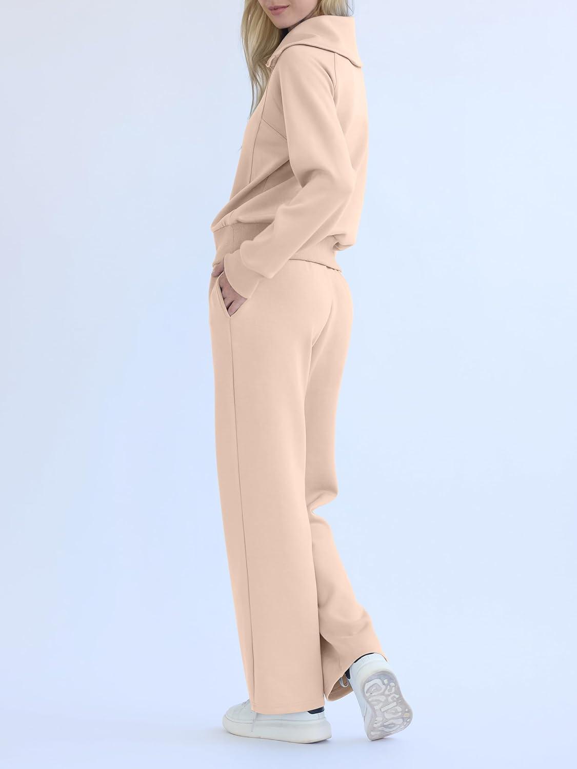 imageREORIA Women 2 Piece Outfits Fall Sweatsuit Oversized Sweatshirt Sweatpants Tracksuit Sweat Lounge Basic Matching Set 2024Pristine