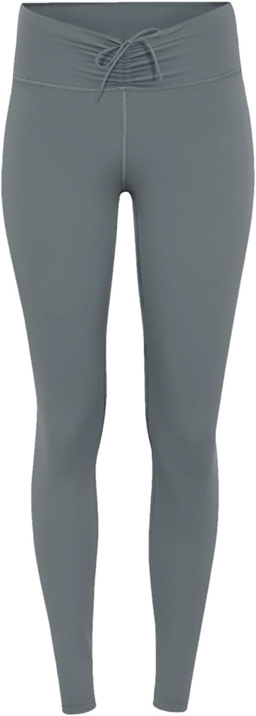 imageREORIA Womens HighWaisted with Adjustable Drawstring Full Length Trendy Yoga Pants Stretchy Workout Lounge Legging 28Smoke Blue