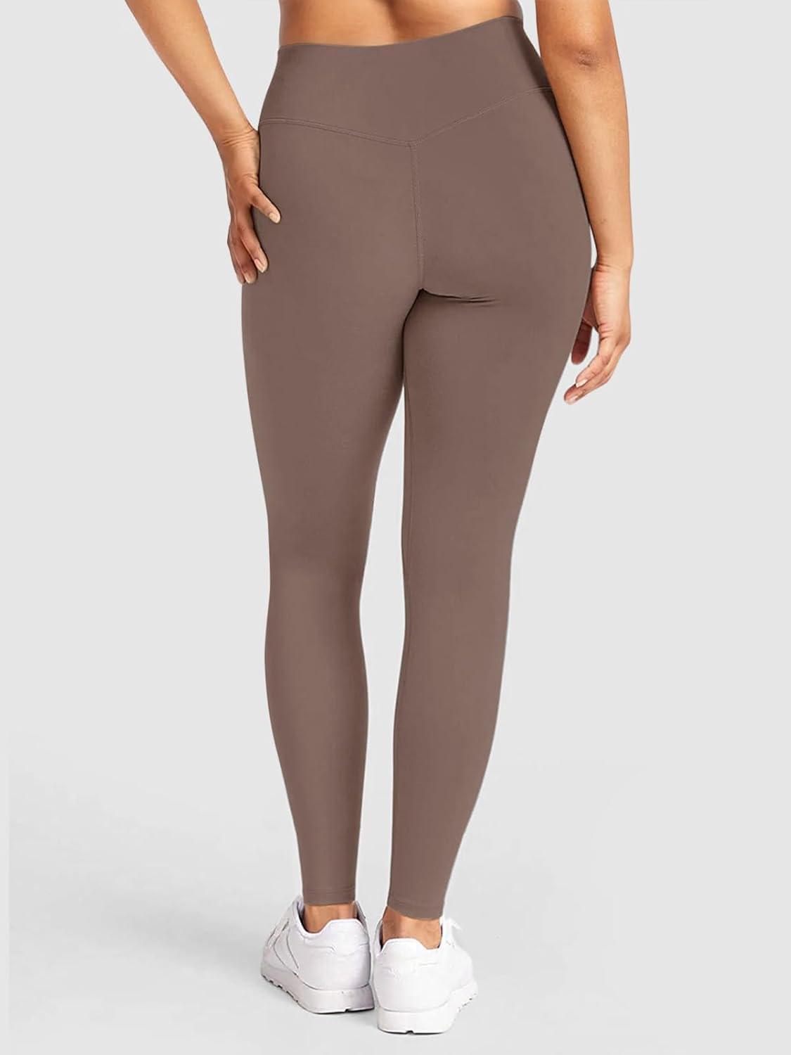 imageREORIA Womens HighWaisted with Adjustable Drawstring Full Length Trendy Yoga Pants Stretchy Workout Lounge Legging 28Taupe