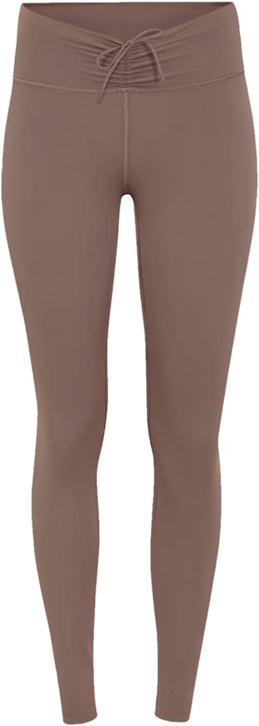 imageREORIA Womens HighWaisted with Adjustable Drawstring Full Length Trendy Yoga Pants Stretchy Workout Lounge Legging 28Taupe