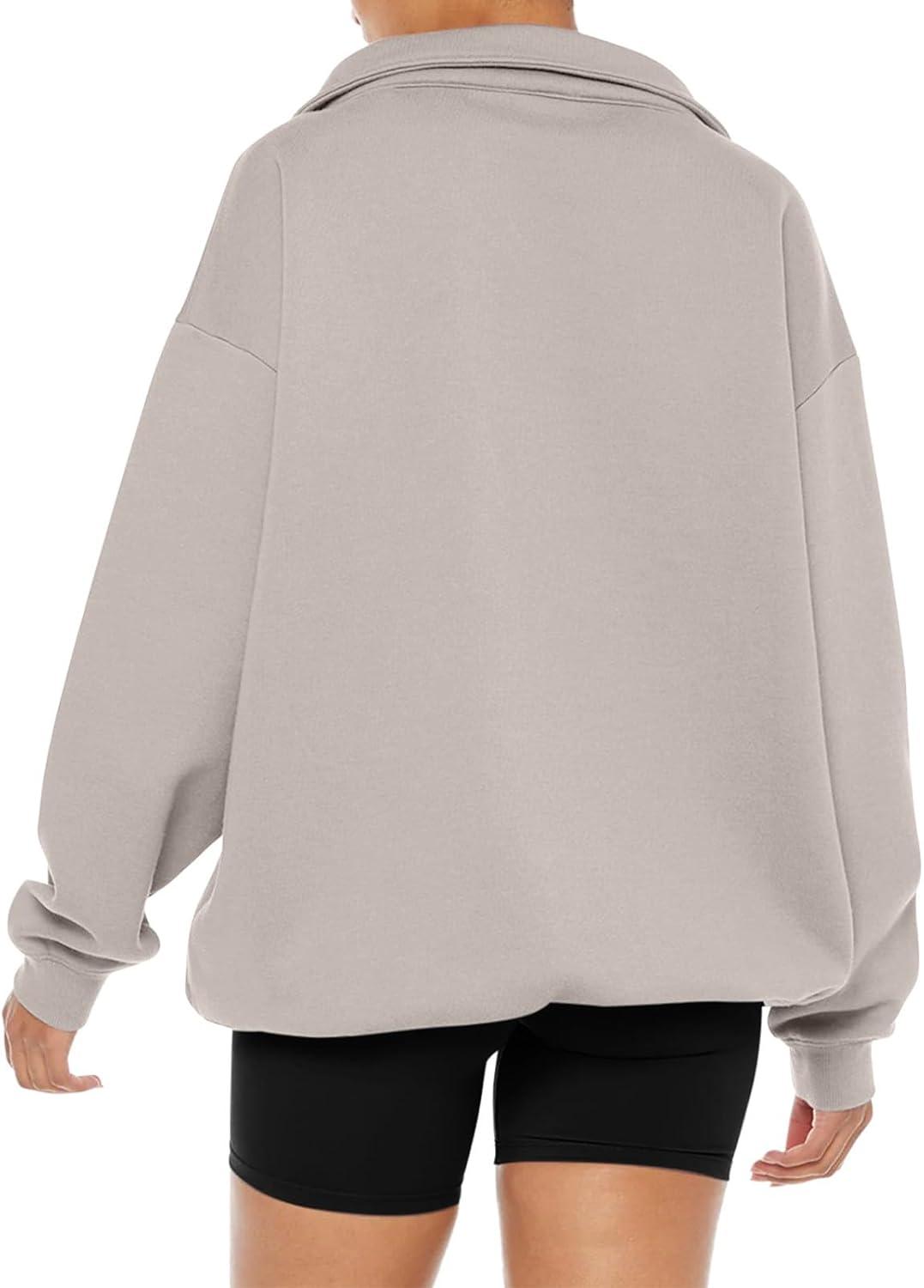 imageREORIA Womens Oversized Sweatshirts Fleece V Neck Pullover Tops Casual Comfy Fall Trendy Clothes 2024Apricot