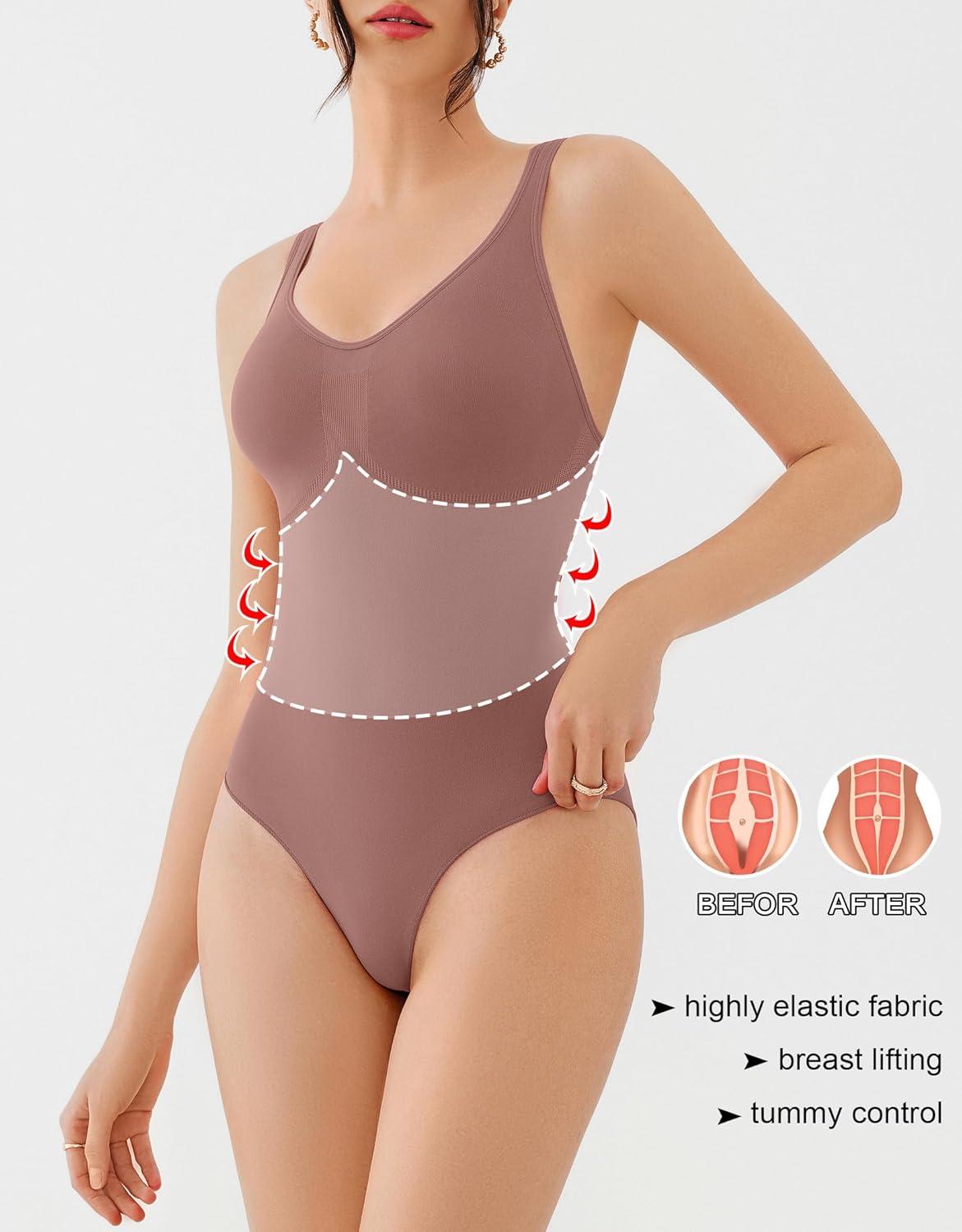 imageREORIA Womens Summer Tank Bodysuits Trendy Sexy Leotard V Neck Sleeveless Bodysuits TopsGray Purple