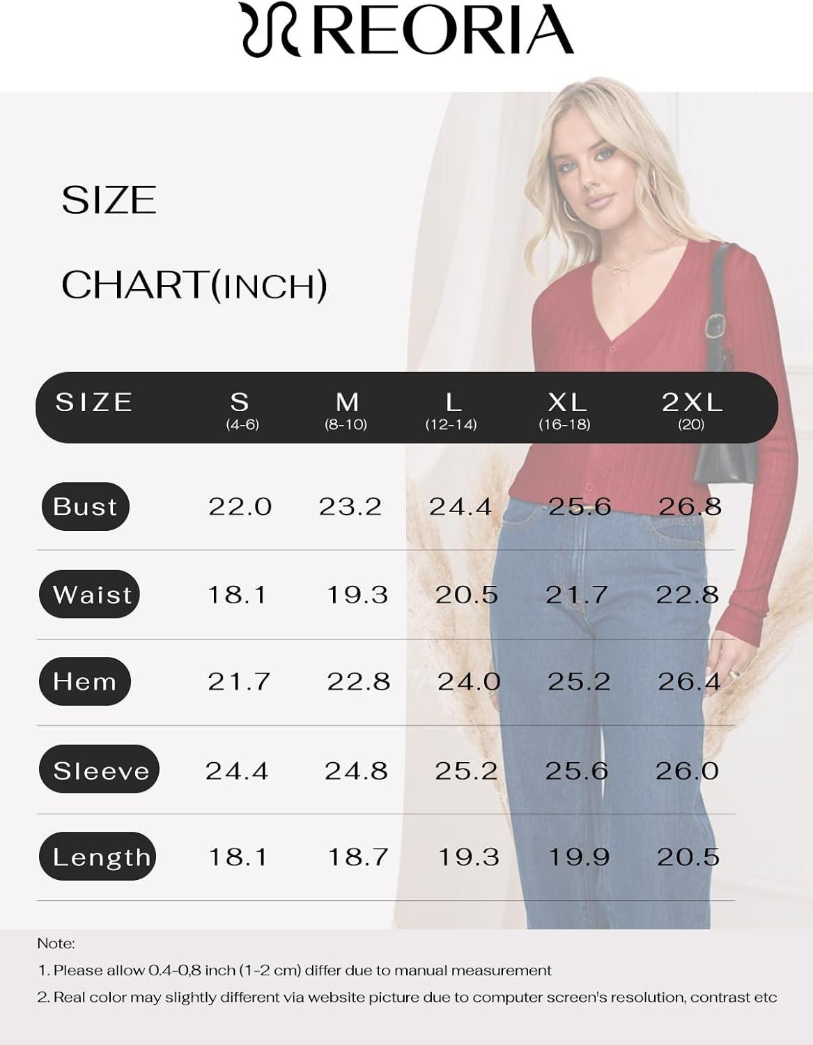 imageREORIA Womens Trendy V Neck Open Front Lightweight Button Down Knit Cardigan Long Sleeve Cropped Sweaters Fall OutfitsRed