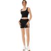 imageREORIA Matching Workout Sets for Women 2 Pieces Sleeveless Ribbed Crop Tank Mid Waist Shorts Lounge Yoga Outfits Active WearBlack