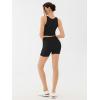imageREORIA Matching Workout Sets for Women 2 Pieces Sleeveless Ribbed Crop Tank Mid Waist Shorts Lounge Yoga Outfits Active WearBlack