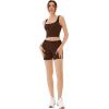 imageREORIA Matching Workout Sets for Women 2 Pieces Sleeveless Ribbed Crop Tank Mid Waist Shorts Lounge Yoga Outfits Active WearCoffee