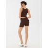 imageREORIA Matching Workout Sets for Women 2 Pieces Sleeveless Ribbed Crop Tank Mid Waist Shorts Lounge Yoga Outfits Active WearCoffee