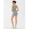 imageREORIA Matching Workout Sets for Women 2 Pieces Sleeveless Ribbed Crop Tank Mid Waist Shorts Lounge Yoga Outfits Active WearHeather Grey