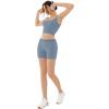 imageREORIA Matching Workout Sets for Women 2 Pieces Sleeveless Ribbed Crop Tank Mid Waist Shorts Lounge Yoga Outfits Active WearKyanite