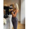 imageREORIA Striped High Waist Yoga Pants Women Workout Leggings for Women Tummy ControlDeep Grey