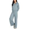 imageREORIA Women 2 Piece Outfits Fall Sweatsuit Oversized Sweatshirt Sweatpants Tracksuit Sweat Lounge Basic Matching Set 2024Acid Blue