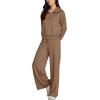 imageREORIA Women 2 Piece Outfits Fall Sweatsuit Oversized Sweatshirt Sweatpants Tracksuit Sweat Lounge Basic Matching Set 2024Coffee