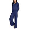 imageREORIA Women 2 Piece Outfits Fall Sweatsuit Oversized Sweatshirt Sweatpants Tracksuit Sweat Lounge Basic Matching Set 2024Dark Blue