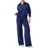 imageREORIA Women 2 Piece Outfits Fall Sweatsuit Oversized Sweatshirt Sweatpants Tracksuit Sweat Lounge Basic Matching Set 2024Dark Blue
