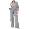 imageREORIA Women 2 Piece Outfits Fall Sweatsuit Oversized Sweatshirt Sweatpants Tracksuit Sweat Lounge Basic Matching Set 2024Grey