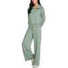 imageREORIA Women 2 Piece Outfits Fall Sweatsuit Oversized Sweatshirt Sweatpants Tracksuit Sweat Lounge Basic Matching Set 2024Mist Green