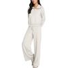 imageREORIA Women 2 Piece Outfits Fall Sweatsuit Oversized Sweatshirt Sweatpants Tracksuit Sweat Lounge Basic Matching Set 2024White
