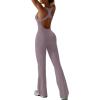 imageREORIA Women Trendy Summer Sexy Scoop Neck Sleeveless Backless Full Body Tummy Control Workout Bodycon Flare JumpsuitsHazy Lilac