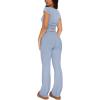 imageREORIA Womens 2 Piece Lounge Sets Short Sleeve Basic Tops Straight Leg Pants Comfy Casual Outfits TracksuitsLight Blue
