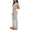 imageREORIA Womens 2 Piece Lounge Sets Short Sleeve Basic Tops Straight Leg Pants Comfy Casual Outfits TracksuitsLight Grey