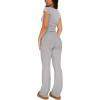 imageREORIA Womens 2 Piece Lounge Sets Short Sleeve Basic Tops Straight Leg Pants Comfy Casual Outfits TracksuitsLight Grey