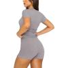 imageREORIA Womens 2 Piece Workout Sets Short Matching Casual Summer Outfits Slim Fitted Going Out Gym Yoga Athletic TracksuitsHeather Grey
