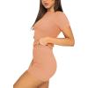 imageREORIA Womens 2 Piece Workout Sets Short Matching Casual Summer Outfits Slim Fitted Going Out Gym Yoga Athletic TracksuitsPeach Fuzz