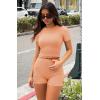 imageREORIA Womens 2 Piece Workout Sets Short Matching Casual Summer Outfits Slim Fitted Going Out Gym Yoga Athletic TracksuitsPeach Fuzz