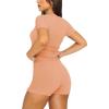 imageREORIA Womens 2 Piece Workout Sets Short Matching Casual Summer Outfits Slim Fitted Going Out Gym Yoga Athletic TracksuitsPeach Fuzz