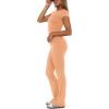 imageREORIA Womens Casual Outfits Soft Short Sleeve Crop Top Fold Over Flare Pants Y2K 2 Piece Pajama Lounge SetsPeach Fuzz