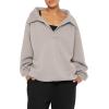 imageREORIA Womens Oversized Sweatshirts Fleece V Neck Pullover Tops Casual Comfy Fall Trendy Clothes 2024Apricot