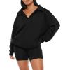 imageREORIA Womens Oversized Sweatshirts Fleece V Neck Pullover Tops Casual Comfy Fall Trendy Clothes 2024Black