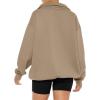 imageREORIA Womens Oversized Sweatshirts Fleece V Neck Pullover Tops Casual Comfy Fall Trendy Clothes 2024Khaki