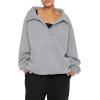 imageREORIA Womens Oversized Sweatshirts Fleece V Neck Pullover Tops Casual Comfy Fall Trendy Clothes 2024Light Grey