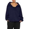 imageREORIA Womens Oversized Sweatshirts Fleece V Neck Pullover Tops Casual Comfy Fall Trendy Clothes 2024Navy Blue