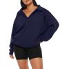 imageREORIA Womens Oversized Sweatshirts Fleece V Neck Pullover Tops Casual Comfy Fall Trendy Clothes 2024Navy Blue