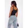 imageREORIA Womens Summer Tank Bodysuits Trendy Sexy Leotard V Neck Sleeveless Bodysuits TopsBlack