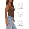 imageREORIA Womens Summer Tank Bodysuits Trendy Sexy Leotard V Neck Sleeveless Bodysuits TopsCoffee