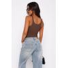 imageREORIA Womens Summer Tank Bodysuits Trendy Sexy Leotard V Neck Sleeveless Bodysuits TopsCoffee