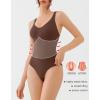 imageREORIA Womens Summer Tank Bodysuits Trendy Sexy Leotard V Neck Sleeveless Bodysuits TopsCoffee