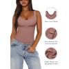 imageREORIA Womens Summer Tank Bodysuits Trendy Sexy Leotard V Neck Sleeveless Bodysuits TopsGray Purple