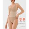 imageREORIA Womens Summer Tank Bodysuits Trendy Sexy Leotard V Neck Sleeveless Bodysuits TopsNude